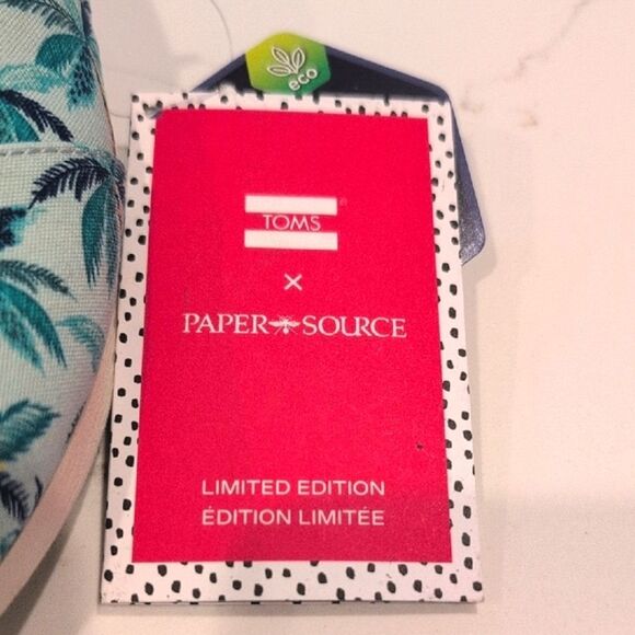 Toms x Paper Source Soft Blue Palm Trees Alpargata Slip-Ons Flat Shoes Size 7 - Picture 2 of 13